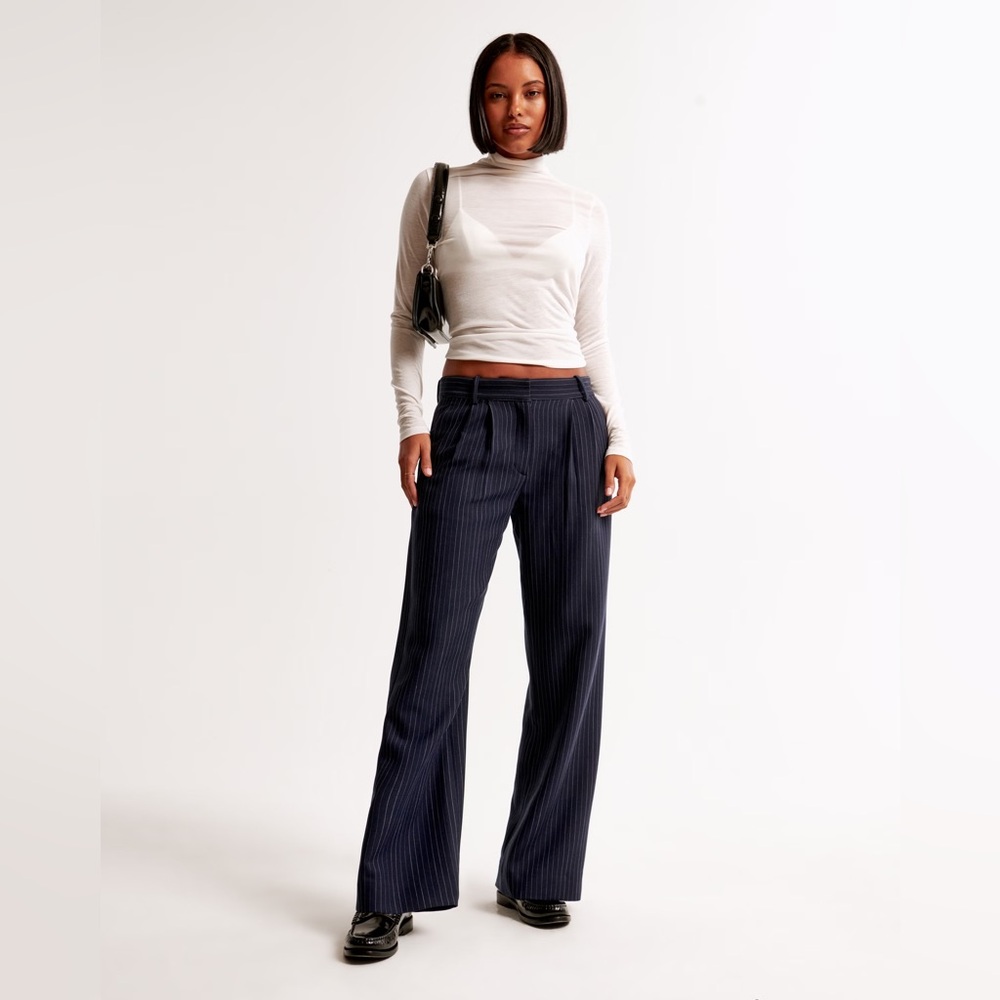 Abercrombie & Fitch Navy Pinstripe Trousers